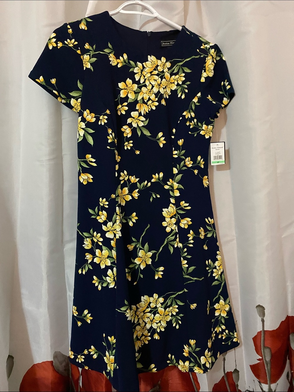 Jessica Howard Navy Dress with Yellow Floral Detail